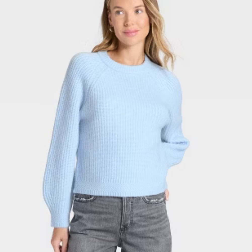 Universal Thread Light Blue Ribbed Crewneck Sweater
